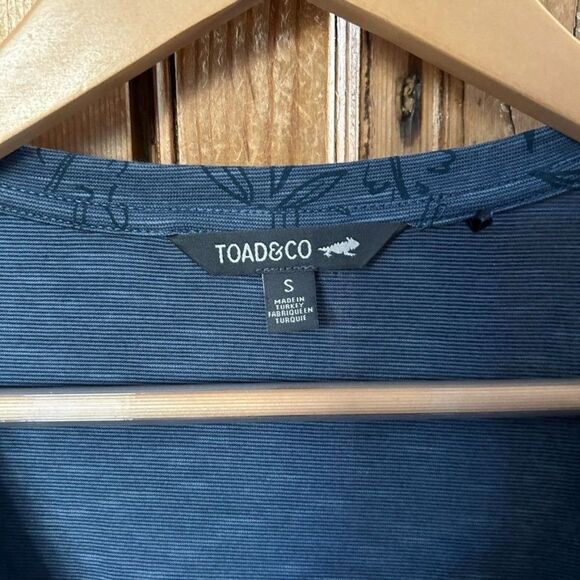 Toad & Co Small Blue T-Shirt Dress Cue Wrap Cafe Dress Update Leaf Print - Picture 3 of 7